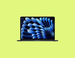 An Apple MacBook Air 13-inch M3 (2024) open with colors showing on the screen.