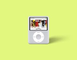 An image of the third-generation iPod nano showcasing its compact, wide design and enhanced screen.