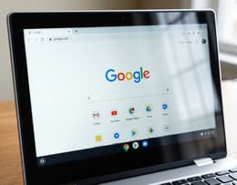 A Chromebook screen on the Google Chrome homepage
