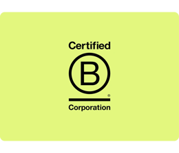 B Corp logo with a green background