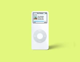 An image of the first-generation iPod nano featuring its slim design and iconic click wheel. 
