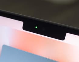 Close-up of the MacBook Air M4's display, highlighting the webcam at the top.