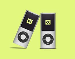 An image of the fourth-generation iPod nano, highlighting its slim design and vibrant color.