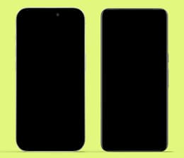 Side-by-side iPhone and Android smartphone displaying completely black screens.