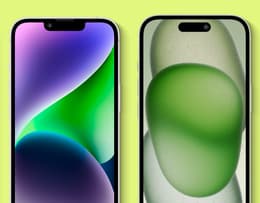 The iPhone 14 notch compared with the iPhone 15 Dynamic Island.