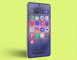 The Galaxy S26+ is shown with its screen on, displaying its vibrant AMOLED display.