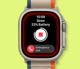 Close-up of Apple Watch Ultra 2 showing fall detection siren going off