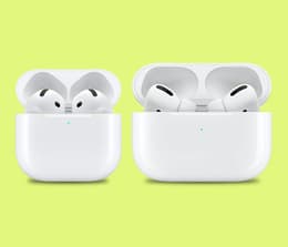 AirPods and AirPods Pro placed side by side.