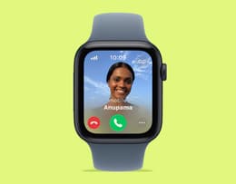An Apple Watch SE 3 watch face showing an incoming call.