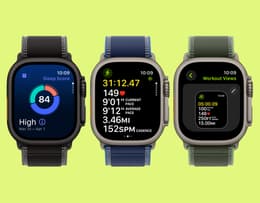 An Apple Watch Ultra 3 showing workout metrics on its display, highlighting fitness and training features.
