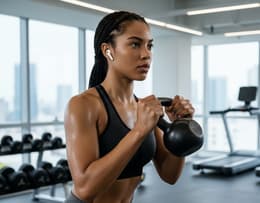 An image of someone wearing the Apple AirPods Pro 3 during a workout.