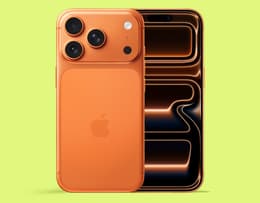 An image of the iPhone 17 Pro in Cosmic Orange.
