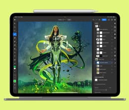 Close-up of an Apple iPad Pro M4 screen showing graphics software