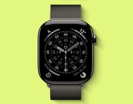 An image of the Apple Watch Series 11 in Slate titanium