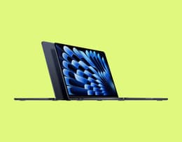 Side view of the MacBook Air M4, highlighting its slim profile and sleek design.