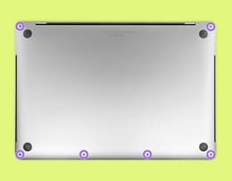Image of the back of a MacBook Air showing pentalobe screws