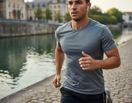 An image of someone on a run wearing the AirPods Pro 3.