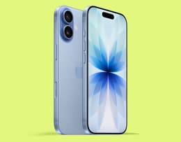 An image of the iPhone 17 in Mist Blue.