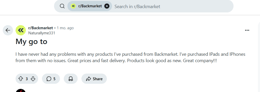 An image of a Reddit user review for Back Market.