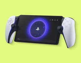 The PS Portal showcasing its central screen flanked by DualSense-style grips. 