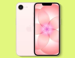 A front image of the iPhone 17e in soft pink.