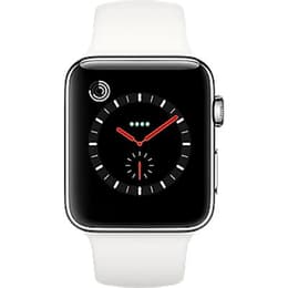 Apple Watch (Series 3) September 2017 42 mm - Stainless steel Silver - Sport Band White