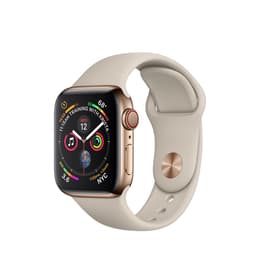 Apple Watch (Series 4) September 2018 44 mm - Stainless steel Gold - Sport band Stone