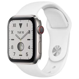 Apple Watch (Series 5) September 2019 44 mm - Titanium Silver - Sport Band White