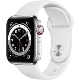 Apple Watch (Series 6) September 2020 40 mm - Stainless steel Silver - Sport band White