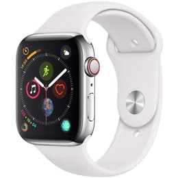 Apple Watch (Series 4) September 2018 44 mm - Stainless steel Silver - Sport band White
