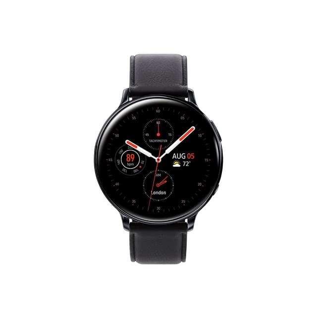 Galaxy Watch Active 2 44 mm - Stainless Steel Black - Leather Black Strap