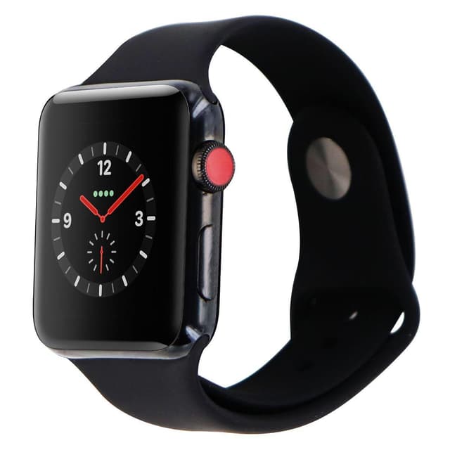 Apple Watch (Series 3) 42 mm - Stainless steel Space Black - Sport Band Black