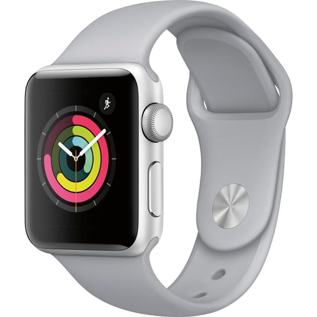 Apple Watch (Series 3) September 22, 2017 38 mm - Aluminium Silver Aluminum - Sport Band Silver