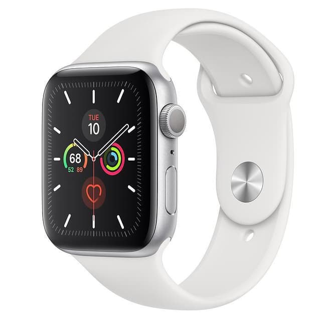 Apple Watch (Series 4) 44mm (GPS + Cellular) - Silver Aluminium Case - White Sport Band