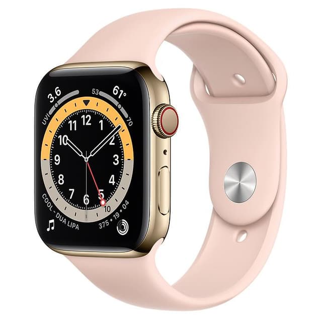 Apple Watch (Series 5) September 2019 40 mm - Stainless Steel Gold - Sport Band Pink Sand