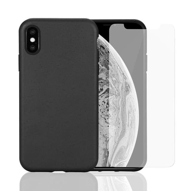 Case and 2 protective screens iPhone X/XS - Compostable - Black